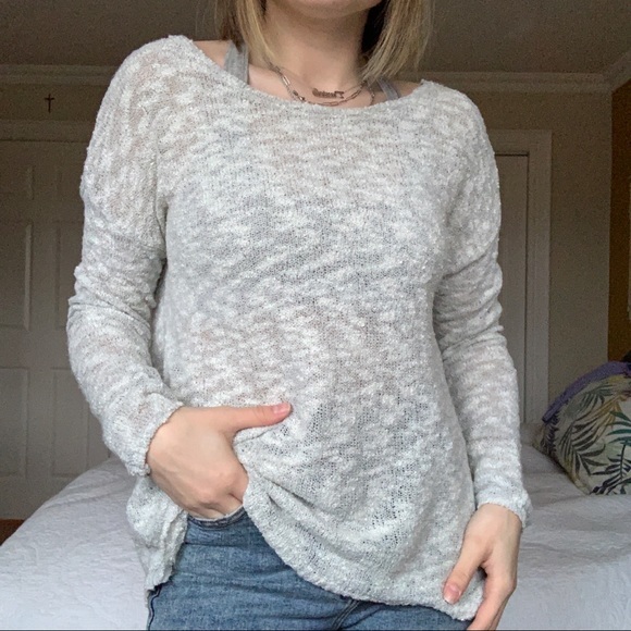 GRAY OPEN BACK SWEATER - Picture 2 of 11